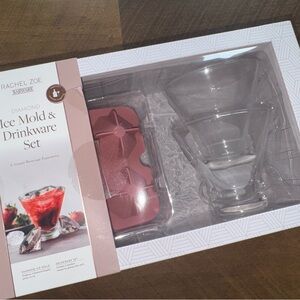 Rachel Zoe Diamond Ice Mold & Drinkware Set - Clear and Pink